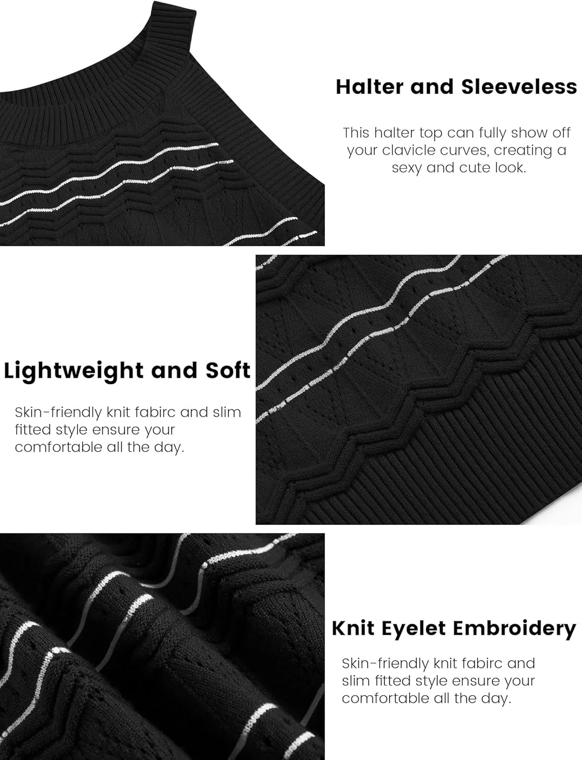 ZAFUL Womens Summer Halter Tops Striped Y2K Sleeveless Racerback Slim Fitted Stretchy Knit Cami Tank Tops