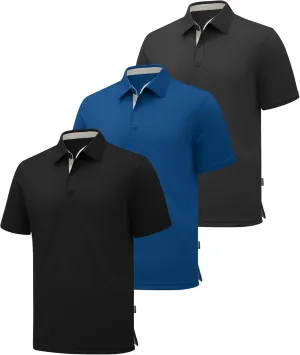 ZITY Polo Shirts for Men 3 Pack Short Sleeve Moisture Wicking T Shirt Business Casual Mens Golf Shirts Collared T-Shirts