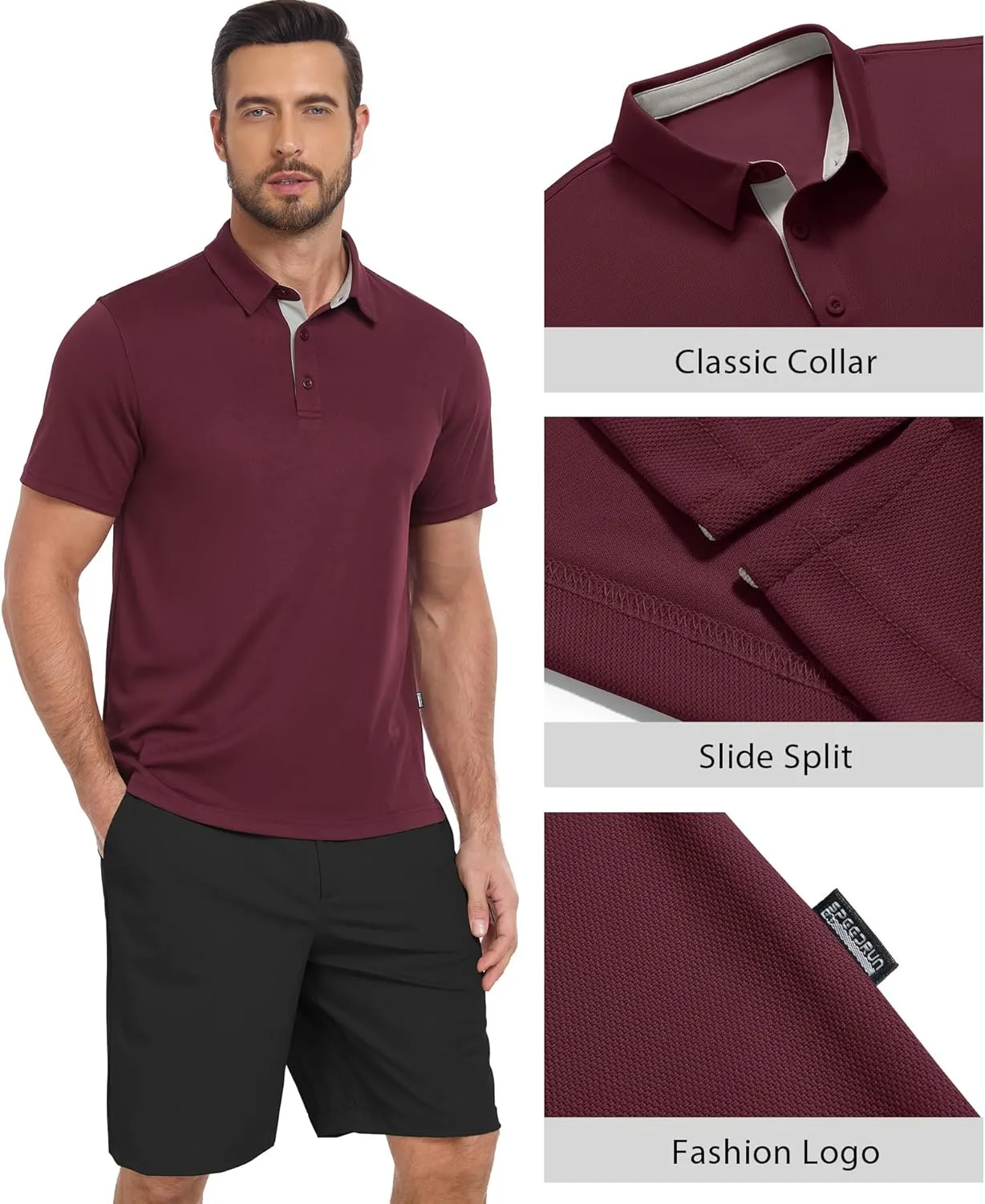 ZITY Polo Shirts for Men 3 Pack Short Sleeve Moisture Wicking T Shirt Business Casual Mens Golf Shirts Collared T-Shirts