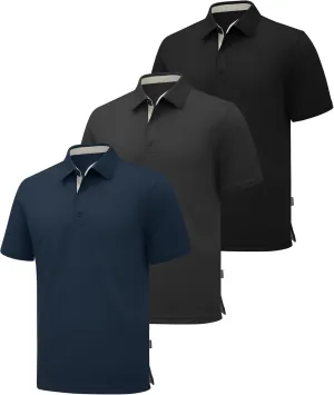ZITY Polo Shirts for Men 3 Pack Short Sleeve Moisture Wicking T Shirt Business Casual Mens Golf Shirts Collared T-Shirts
