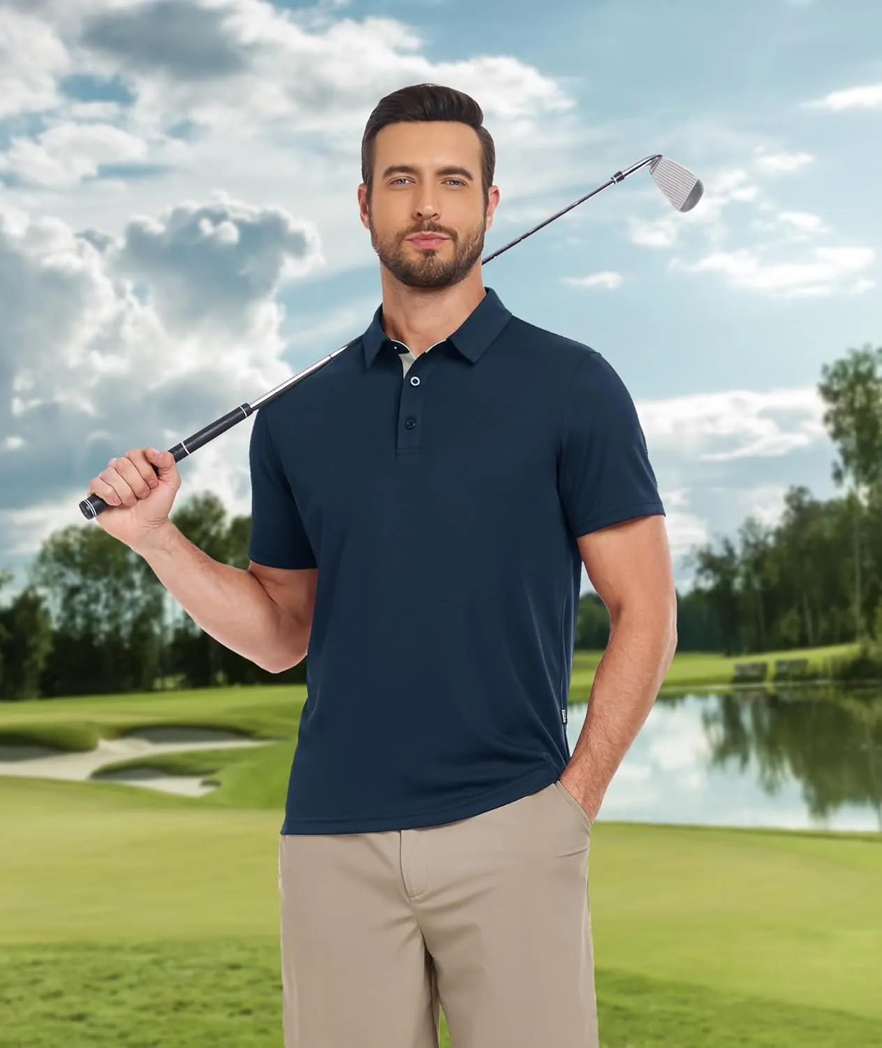 ZITY Polo Shirts for Men 3 Pack Short Sleeve Moisture Wicking T Shirt Business Casual Mens Golf Shirts Collared T-Shirts