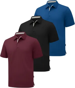 ZITY Polo Shirts for Men 3 Pack Short Sleeve Moisture Wicking T Shirt Business Casual Mens Golf Shirts Collared T-Shirts