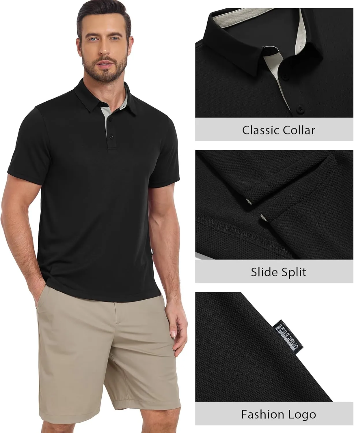 ZITY Polo Shirts for Men 3 Pack Short Sleeve Moisture Wicking T Shirt Business Casual Mens Golf Shirts Collared T-Shirts