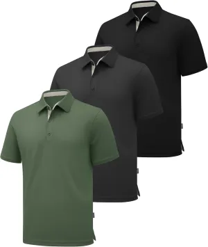 ZITY Polo Shirts for Men 3 Pack Short Sleeve Moisture Wicking T Shirt Business Casual Mens Golf Shirts Collared T-Shirts